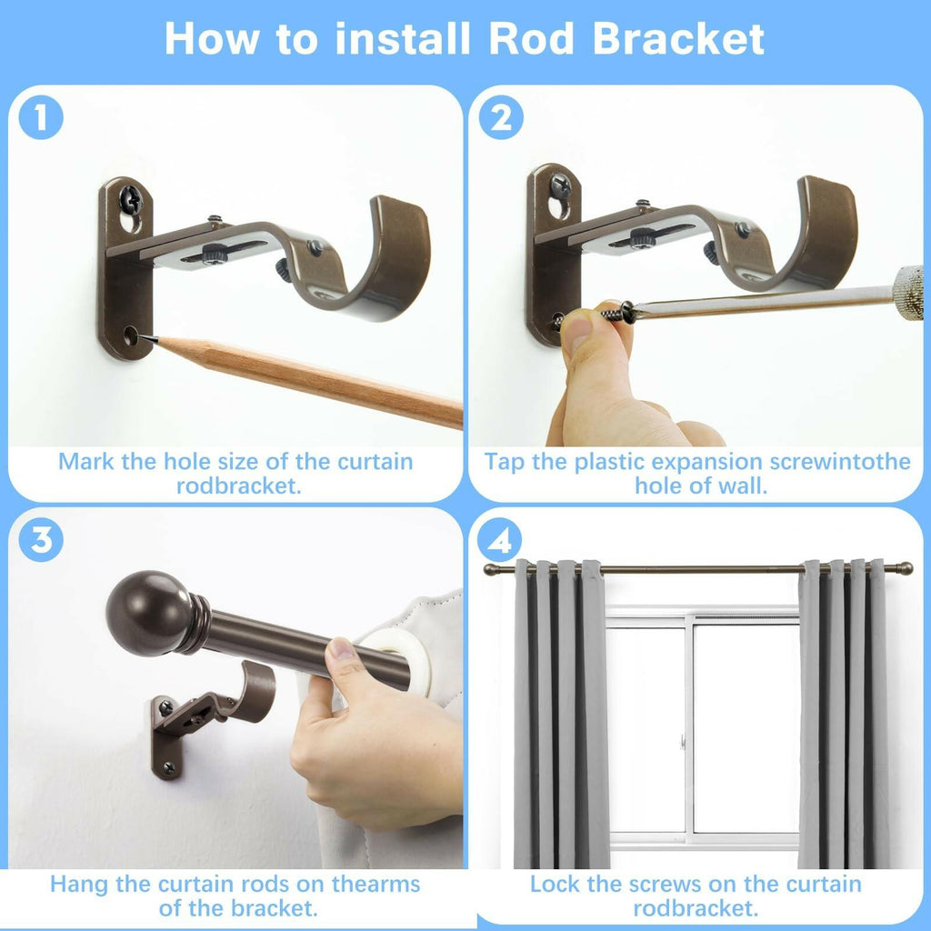 AMZSEVEN Curtain Rods for Windows 16 to 150 Inches, Curtain Rod Max Adjustable
