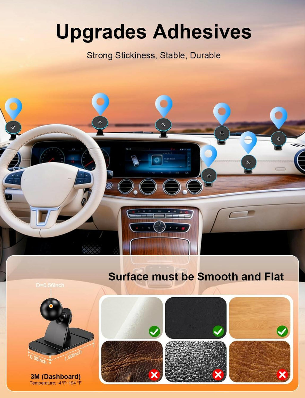 for Magsafe Car Mount Charger, [100% Stable] 15W 2 in1 Magnetic Wireless Car