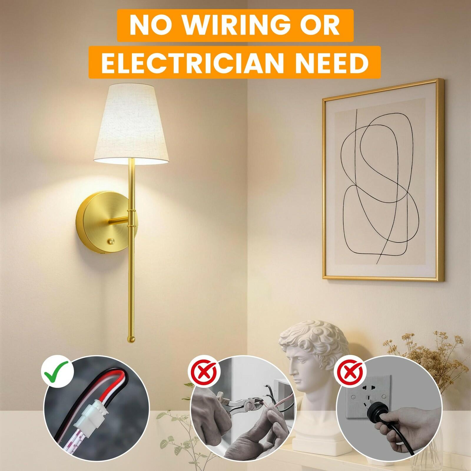 LUTEC Battery Operated Wall Sconce Set of 2,Rechargeable Wall Sconce, 12 Colors