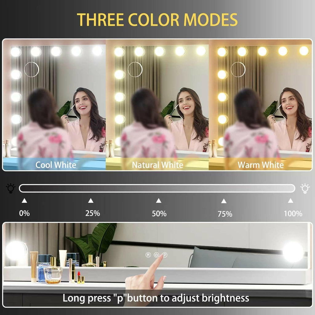 Gvnkvn Vanity Mirror with Lights 24x18 Inch, Lighted Makeup Mirror with 15
