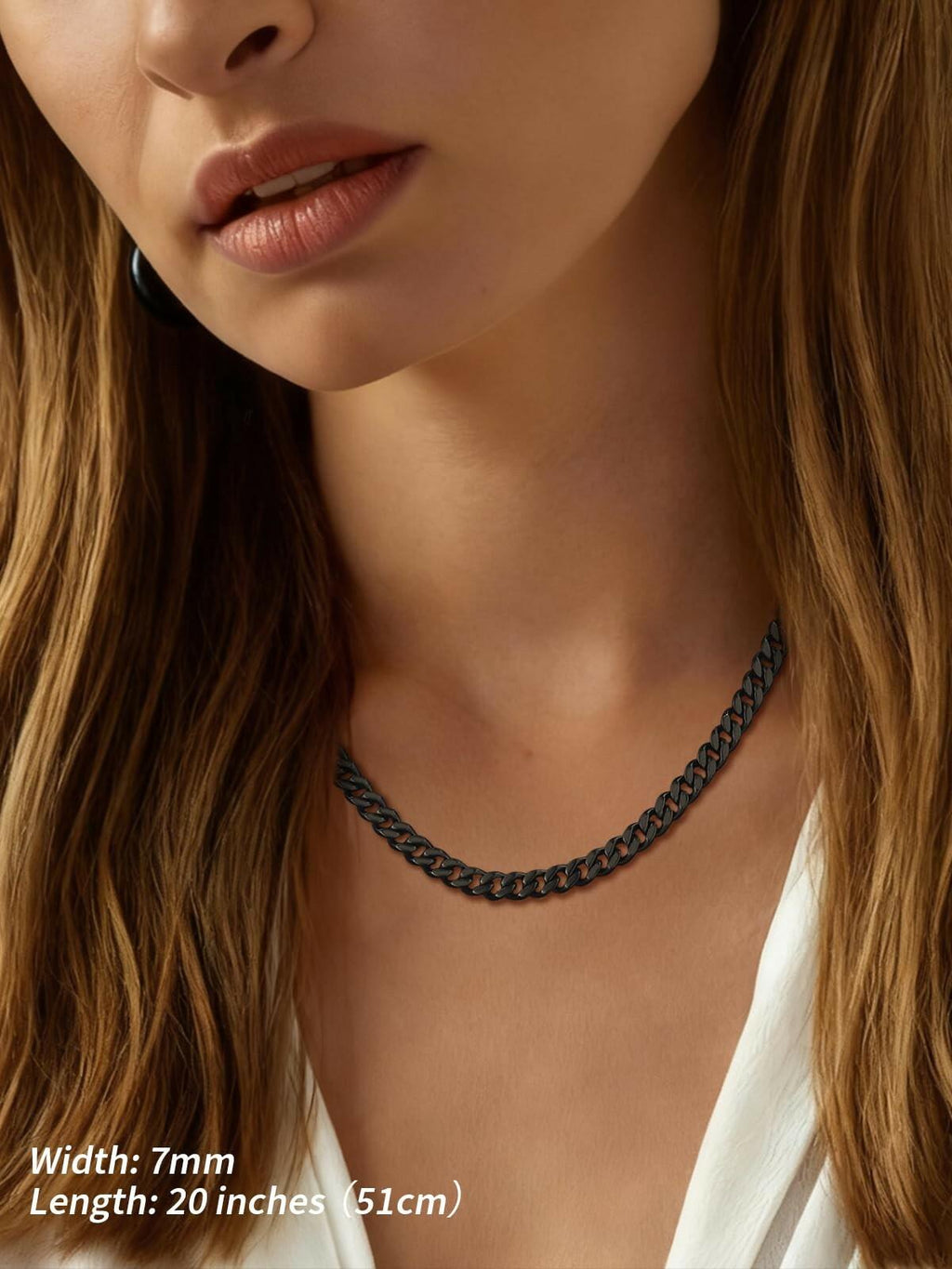 FindChic Black Chain Necklace for Men Thick Cuban Link Men's Curb Chain Necklace