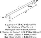1 Pack Amerock | Cabinet Pull | Stainless Steel | 25-3/16 inch (640 mm) Center