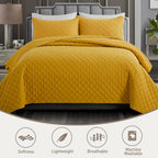 Safonory Mustard Yellow Quilt Full/Queen Size - Summer Soft Lightweight
