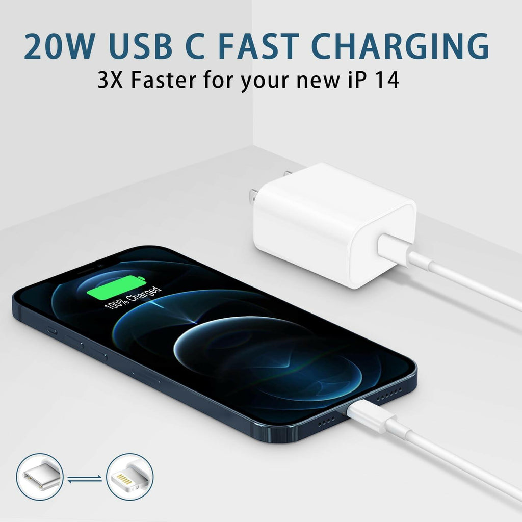 2 PACK CXX i Phone Charger Fast Charging, MFi Certified, 20W USB C Block with