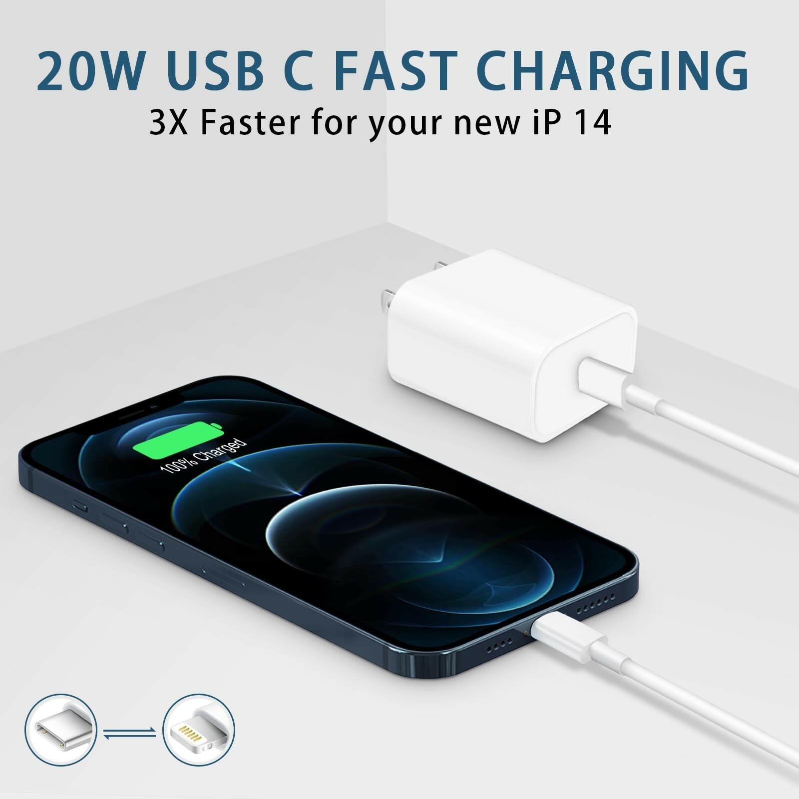 2 PACK CXX i Phone Charger Fast Charging, MFi Certified, 20W USB C Block with