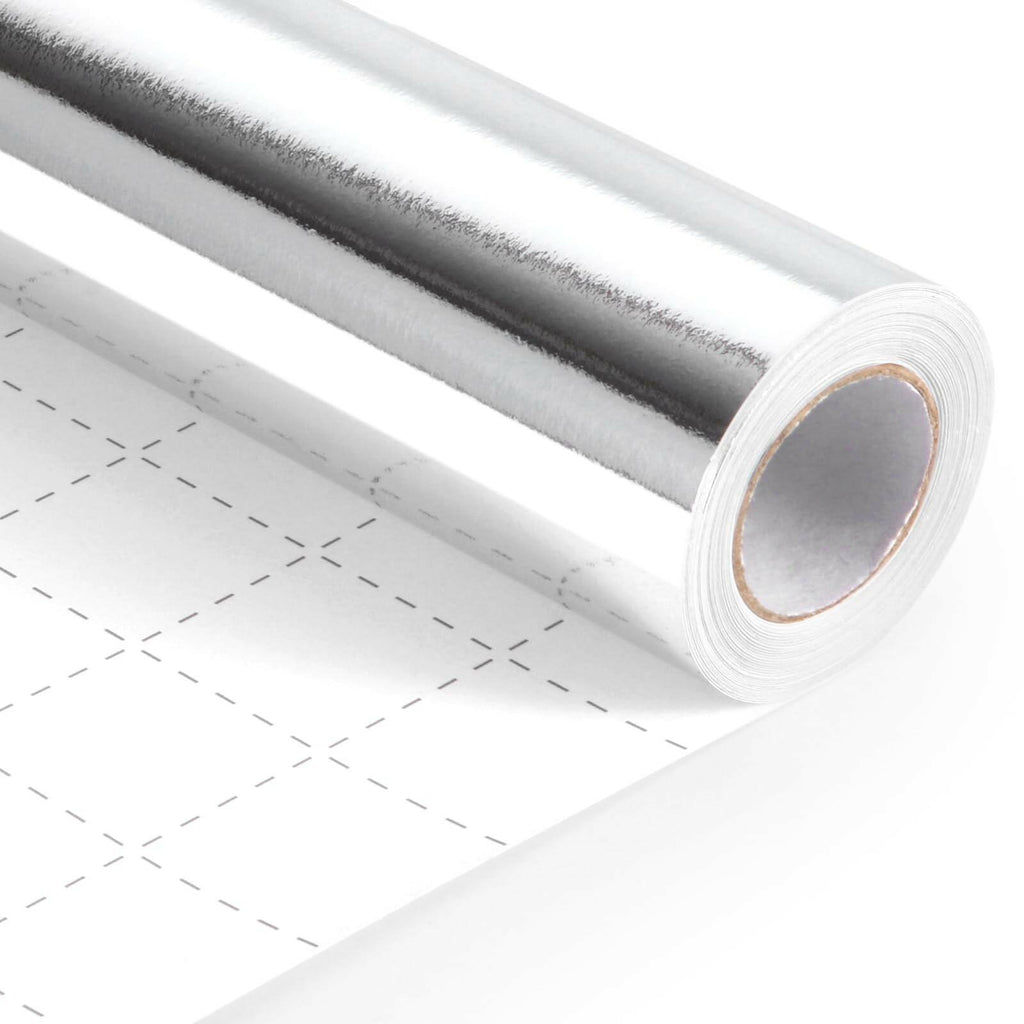 Silver Wrapping Paper, 17inch x 33ft Solid Color Metallic Lustre Paper, Silver