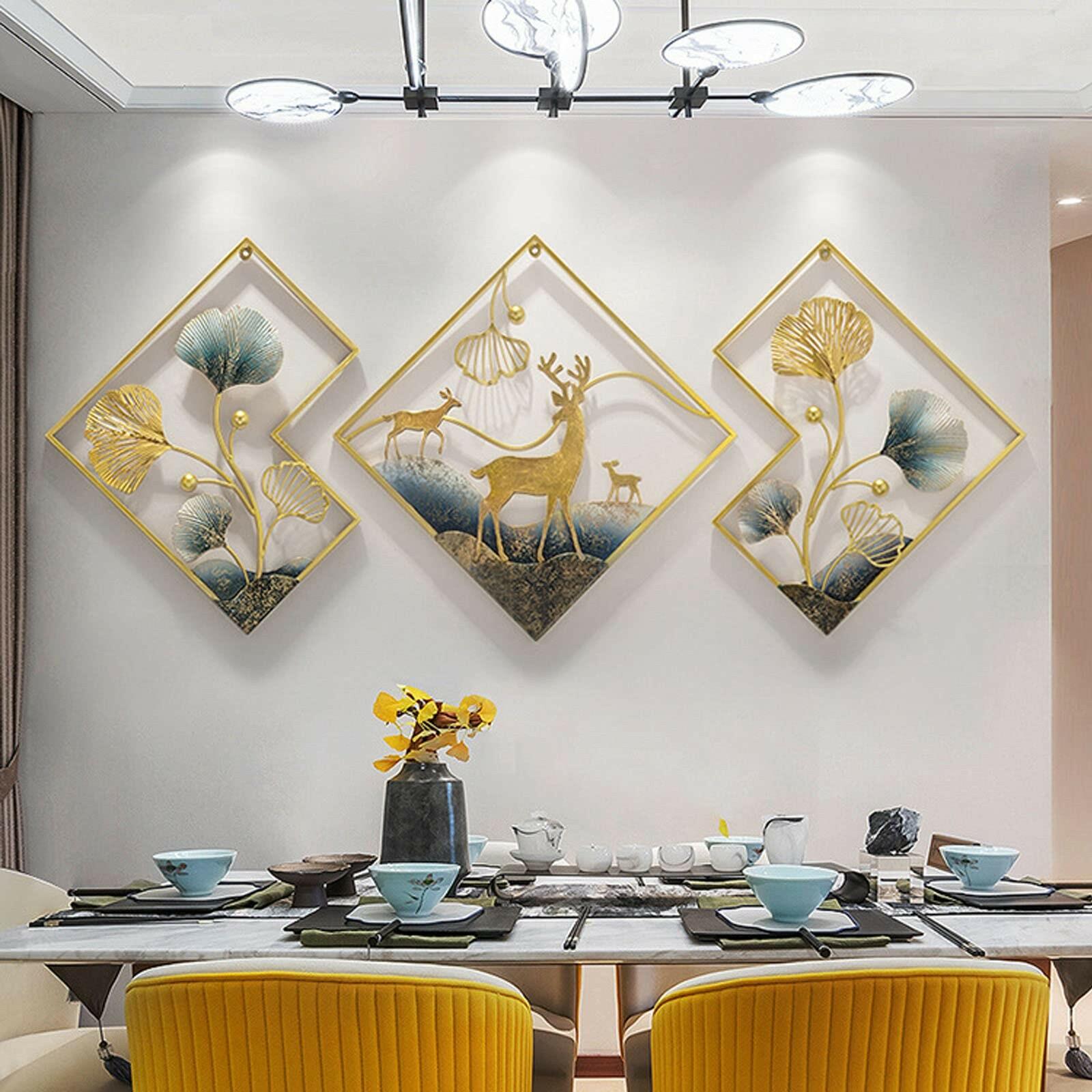 tarkay Metal Wall Art Dining Room Wall Art Decor 3 Piece Large Modern Wall