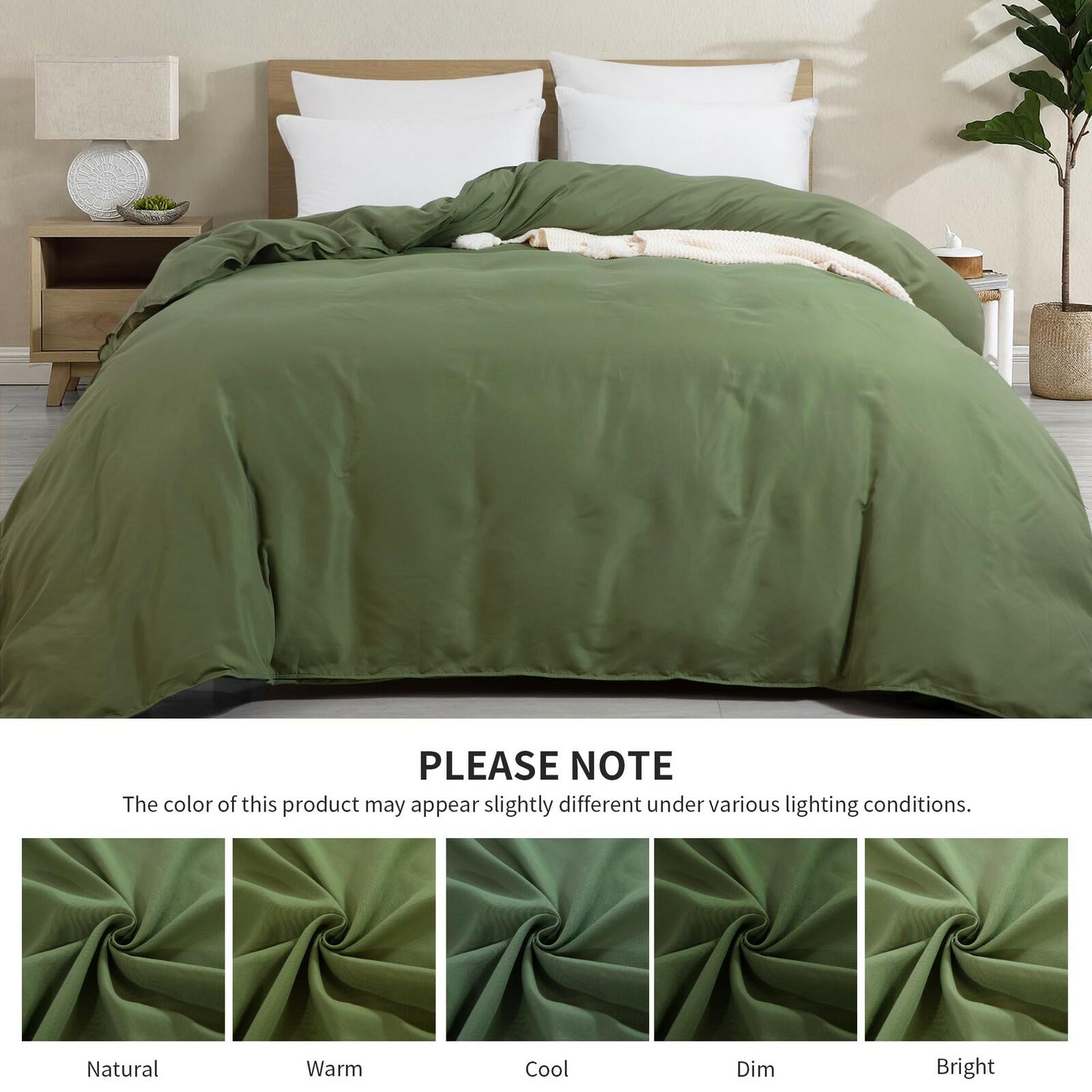 HOMBYS Oversized King Duvet Cover 120 x120 Inch, Ultra Soft Microfiber Olive