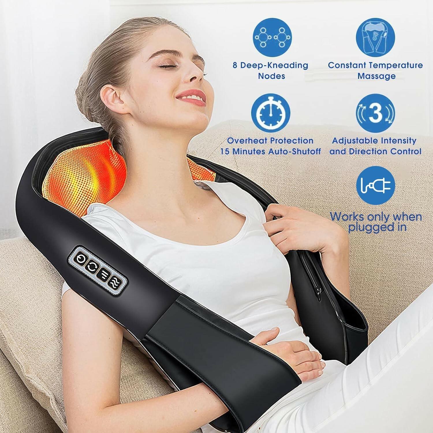 AERLANG Shiatsu Back and Neck Massager, Back Massager Deep Tissue Kneading Neck