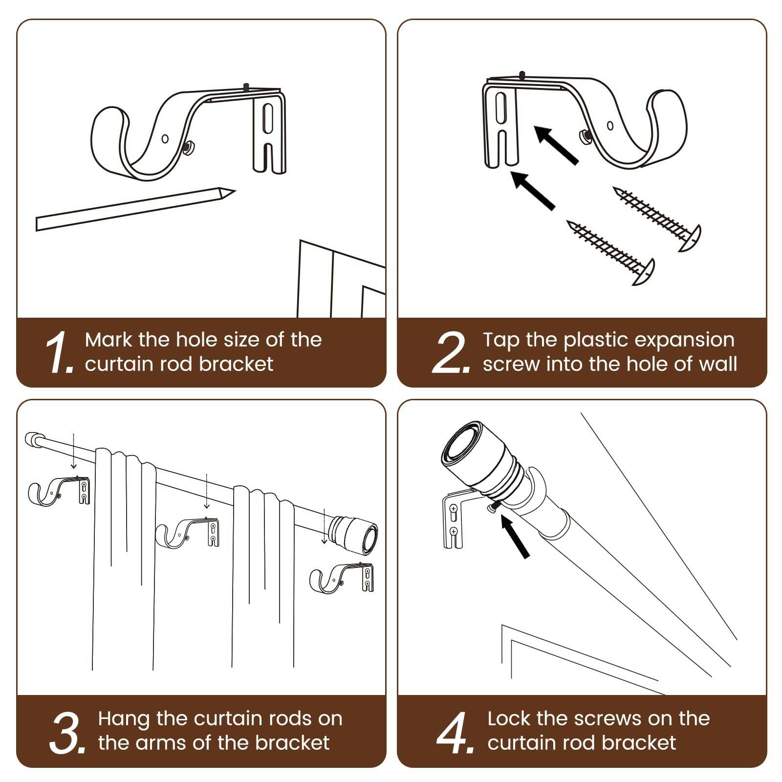 1” Diameter Curtain Rods Itself is 30 to144 inch 1 Pack Fit 30-142 inch, 66 to