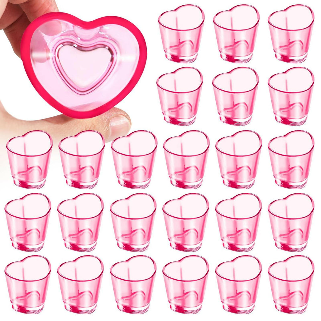 SAIAOKJ 24 Pcs Pink Heart Shot Glasses Bulk 1.5oz Funny Tequila Glasses Reusable