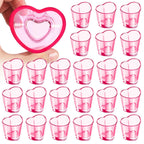 SAIAOKJ 24 Pcs Pink Heart Shot Glasses Bulk 1.5oz Funny Tequila Glasses Reusable