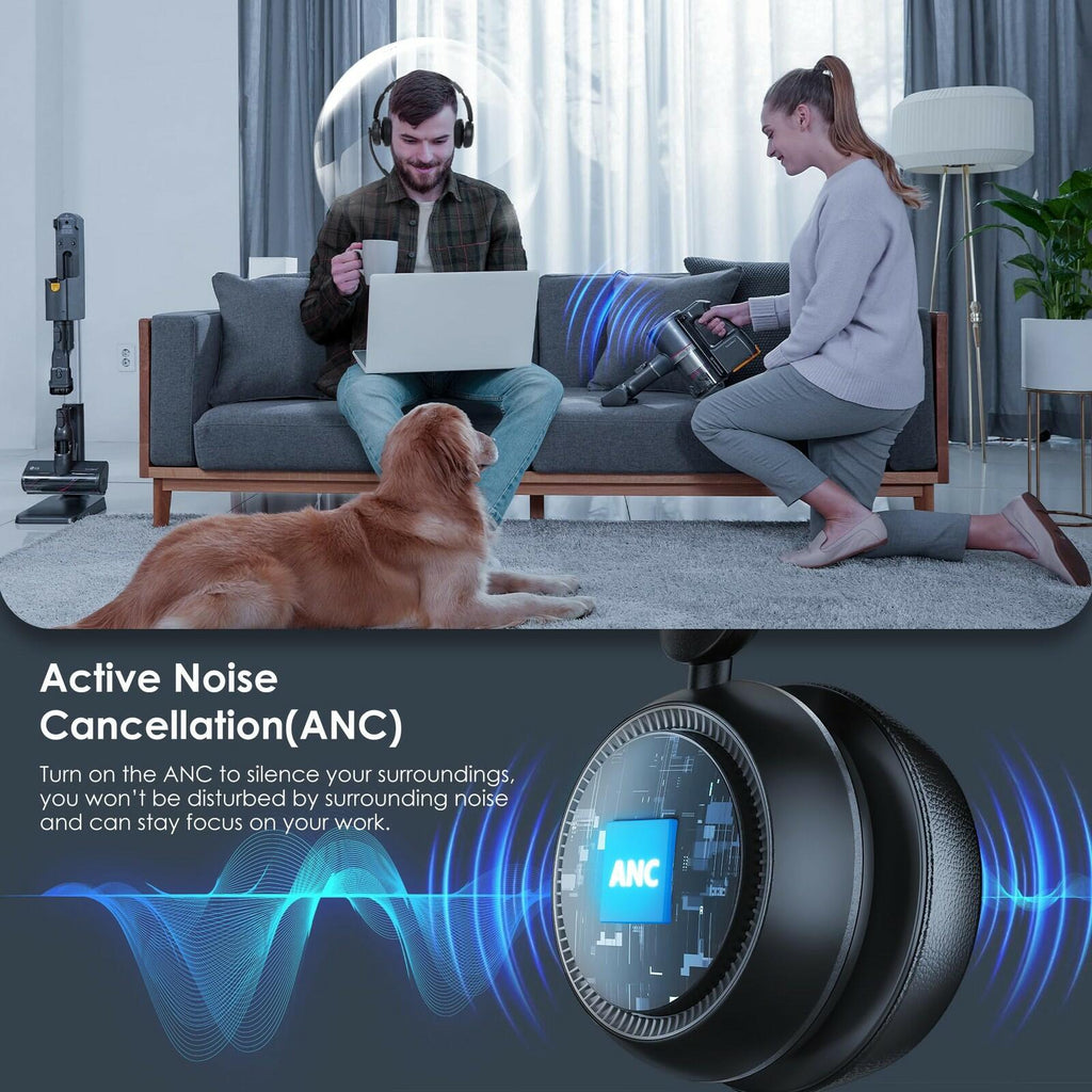 Upgrade ANC & ENC Headset with Microphone for PC, Wireless Headset with Mic for