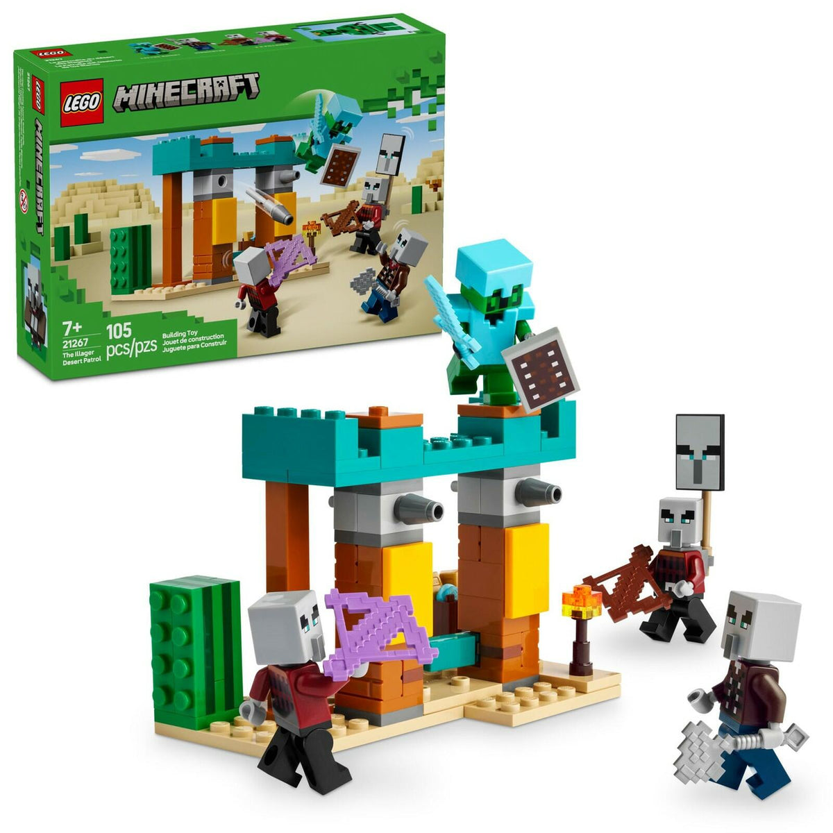 LEGO Minecraft The Illager Desert Patrol Toy Figures and Playset - Building