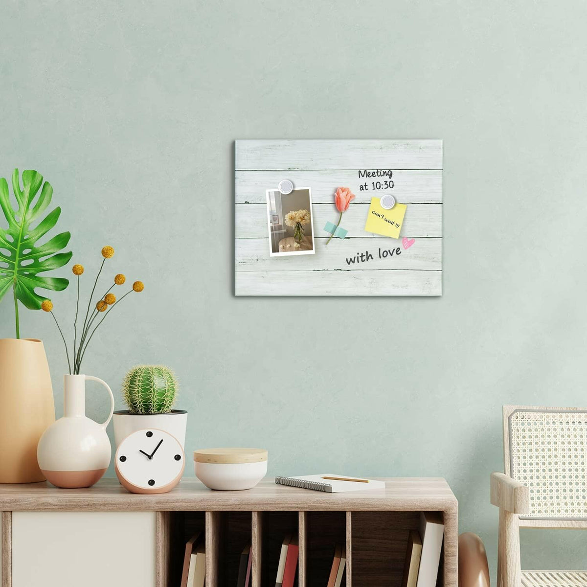 Aitakatta Wooden Planks Print Magnetic Surface Dry Erase Board, 12 x 16 inches
