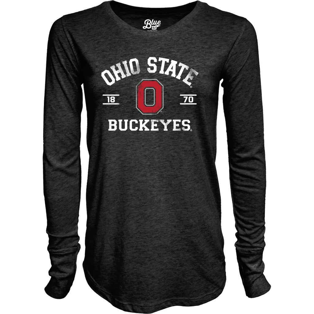 X-Large Blue 84 Women's Ohio State Buckeyes Long Sleeve T Shirt Tri-Blend