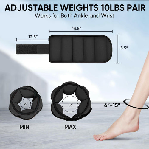 APEXUP 10lbs/Pair Adjustable Ankle Weights for Women and Men, Modularized Leg