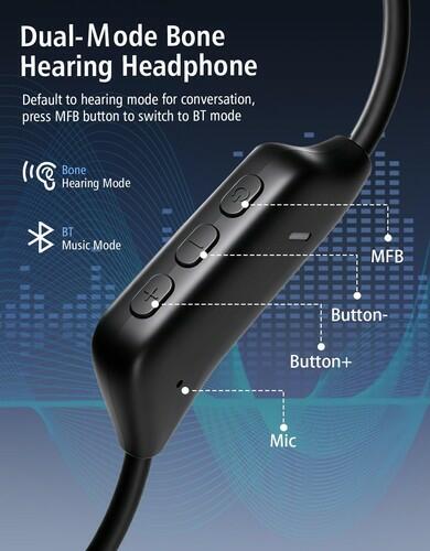 VQNV Bone Conduction Open-Ear Headphones, 25g, 10H Battery, IPX5