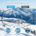 findway Ski Goggles OTG - Over Glasses Snow/Snowboard Goggles for Men, Women &