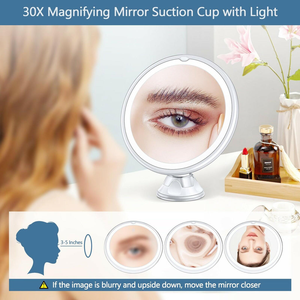 Magnifying Mirror with Light 30X, Lighted Makeup Mirror 30X for Precision