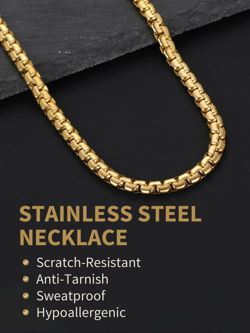 FindChic Gold Chain for Men,  22 Inches Length 6mm Grunge Necklace Cool Hip Hop