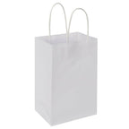 Oikss 100 Pack 5.25x3.25x8.25 Inch Small White Kraft Paper Bags with Handles