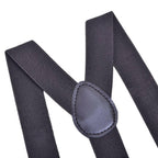 HOOENG Men's Y-Back Suspenders Adjustable 3 Metal Clips 1" Black