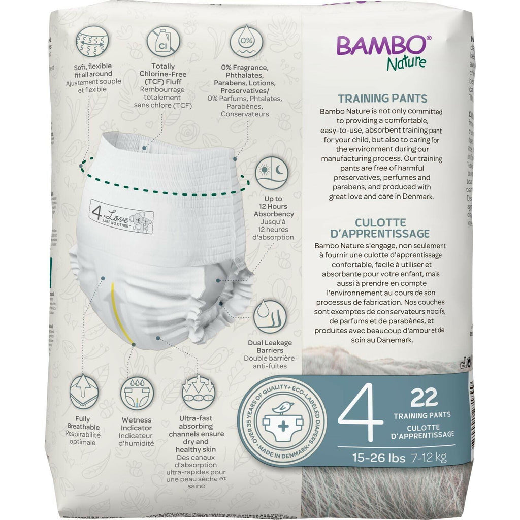 44 Count Bambo Nature Premium Eco-Friendly Training Pants, Size 4 (15-31 Lbs)