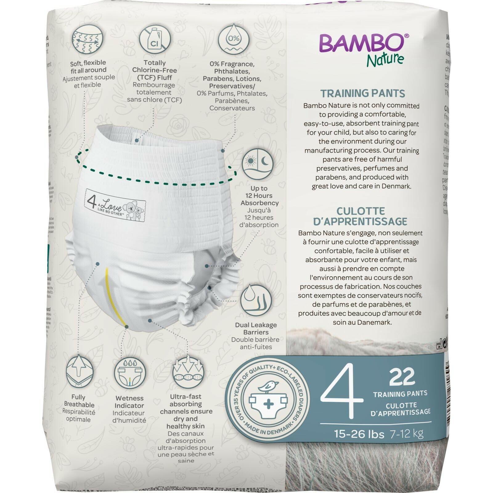 44 Count Bambo Nature Premium Eco-Friendly Training Pants, Size 4 (15-31 Lbs)