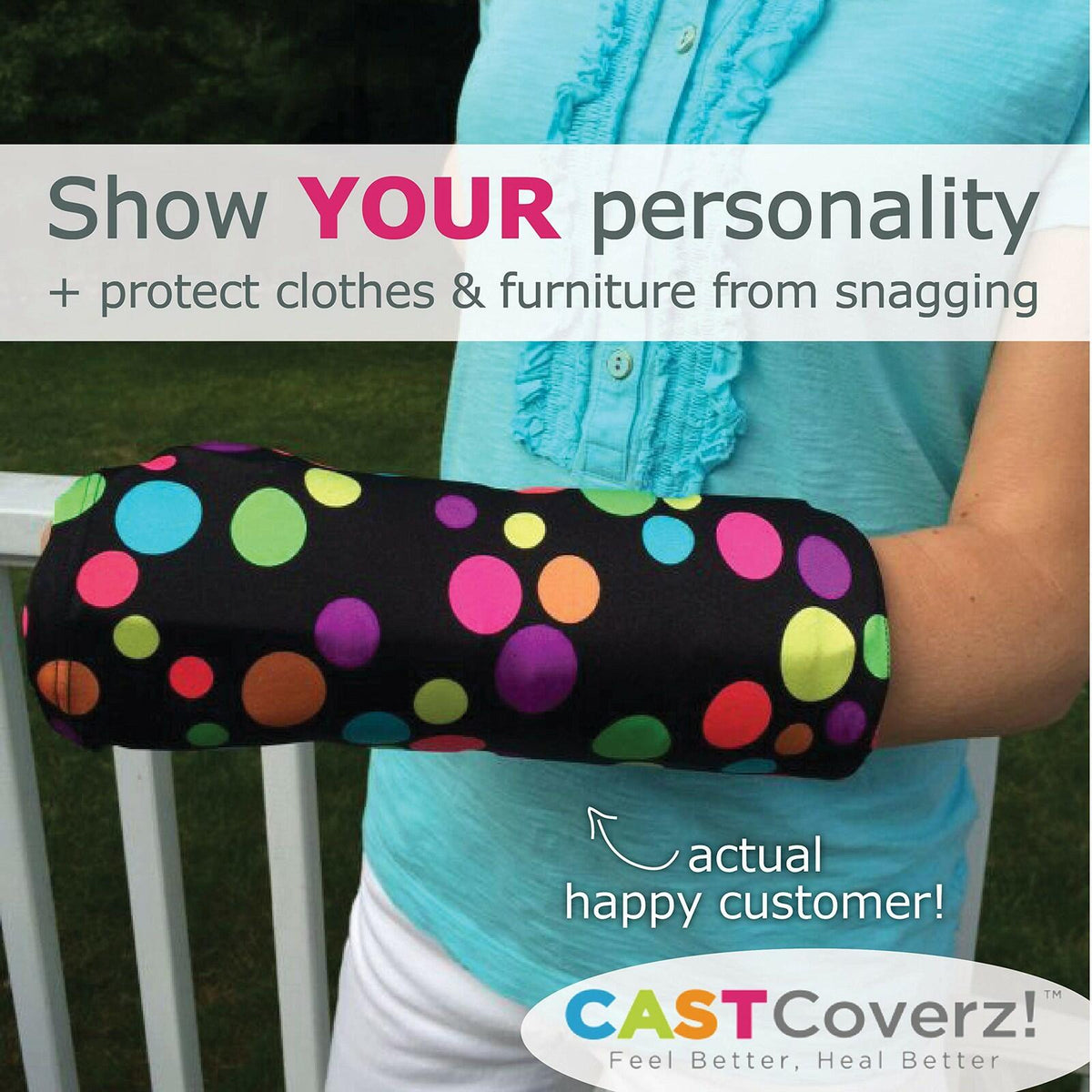 CastCoverz! Designer Arm Cast Cover - Black - Large Short: 13" Length X 13"