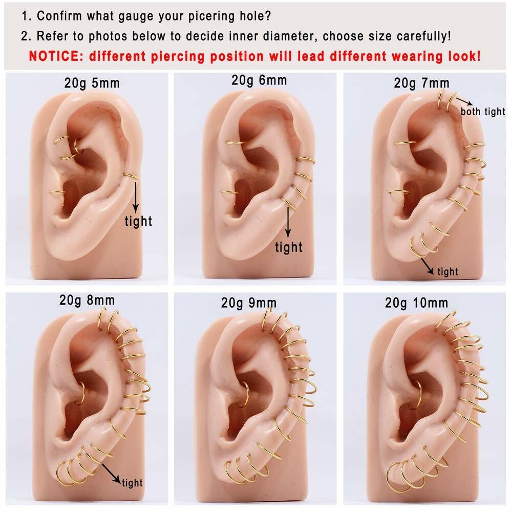FANSING 16g 6mm Nose Hoop 16 Gauge Hinged Seamless Piercing Jewelry Ring for