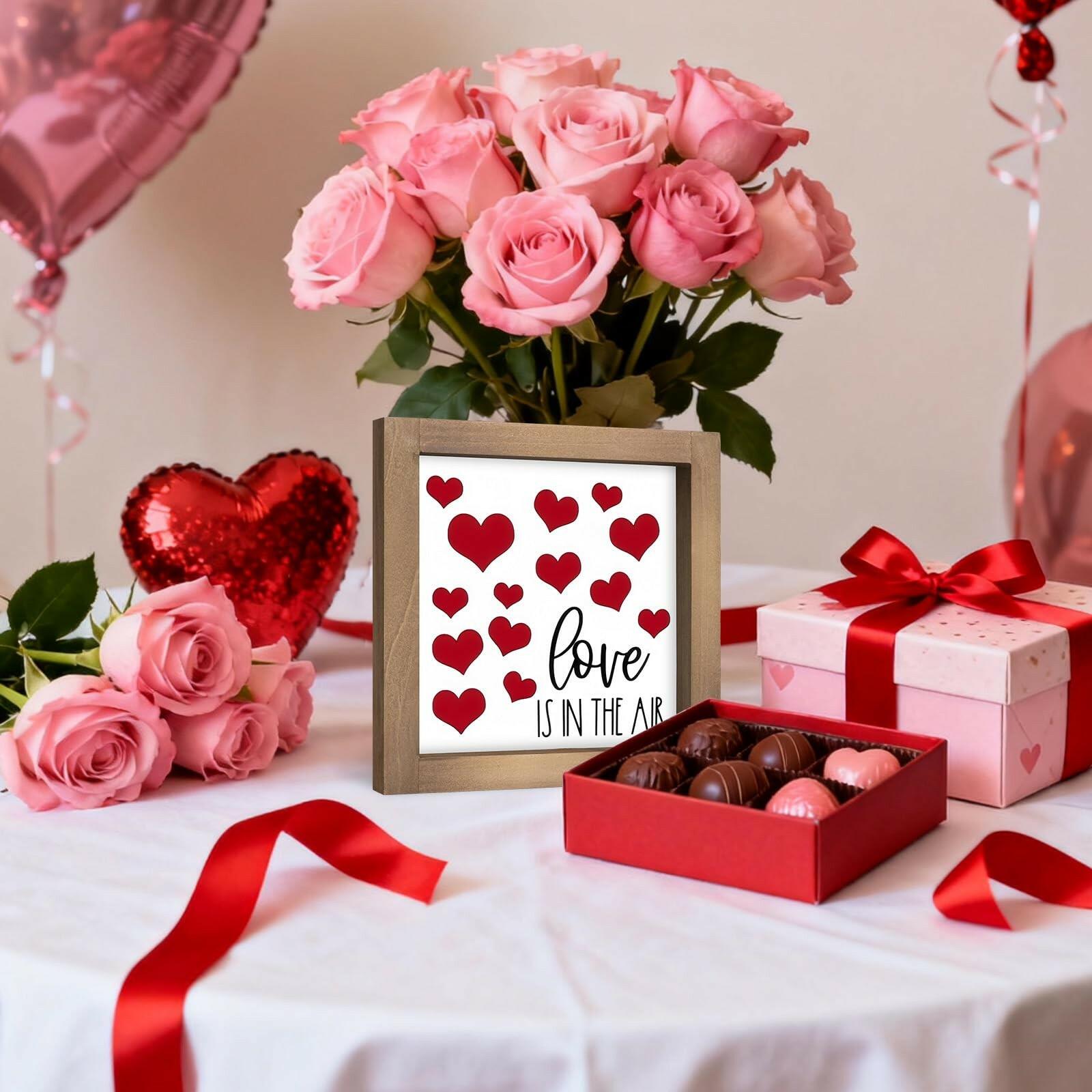 flangairy Love Is In The Air Sign, Wooden Valentines Day Heart Decor, Holiday