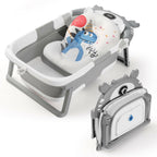 Baby Bathtub,Collapsible Baby Bath Tub with Thermometer & Soft Floating