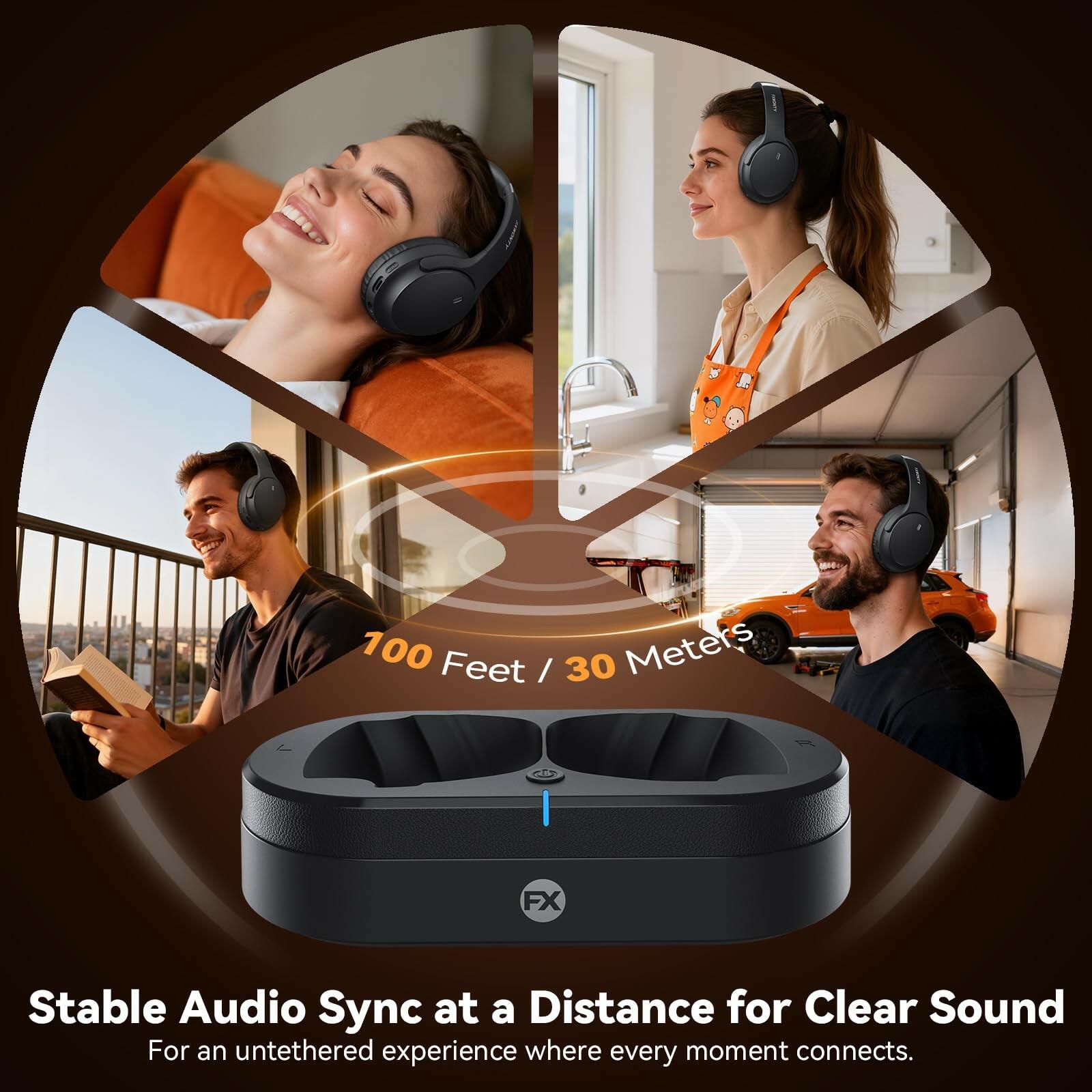 FXWONTY Wireless Headphones for TV, TV Headphones Wireless for Seniors with