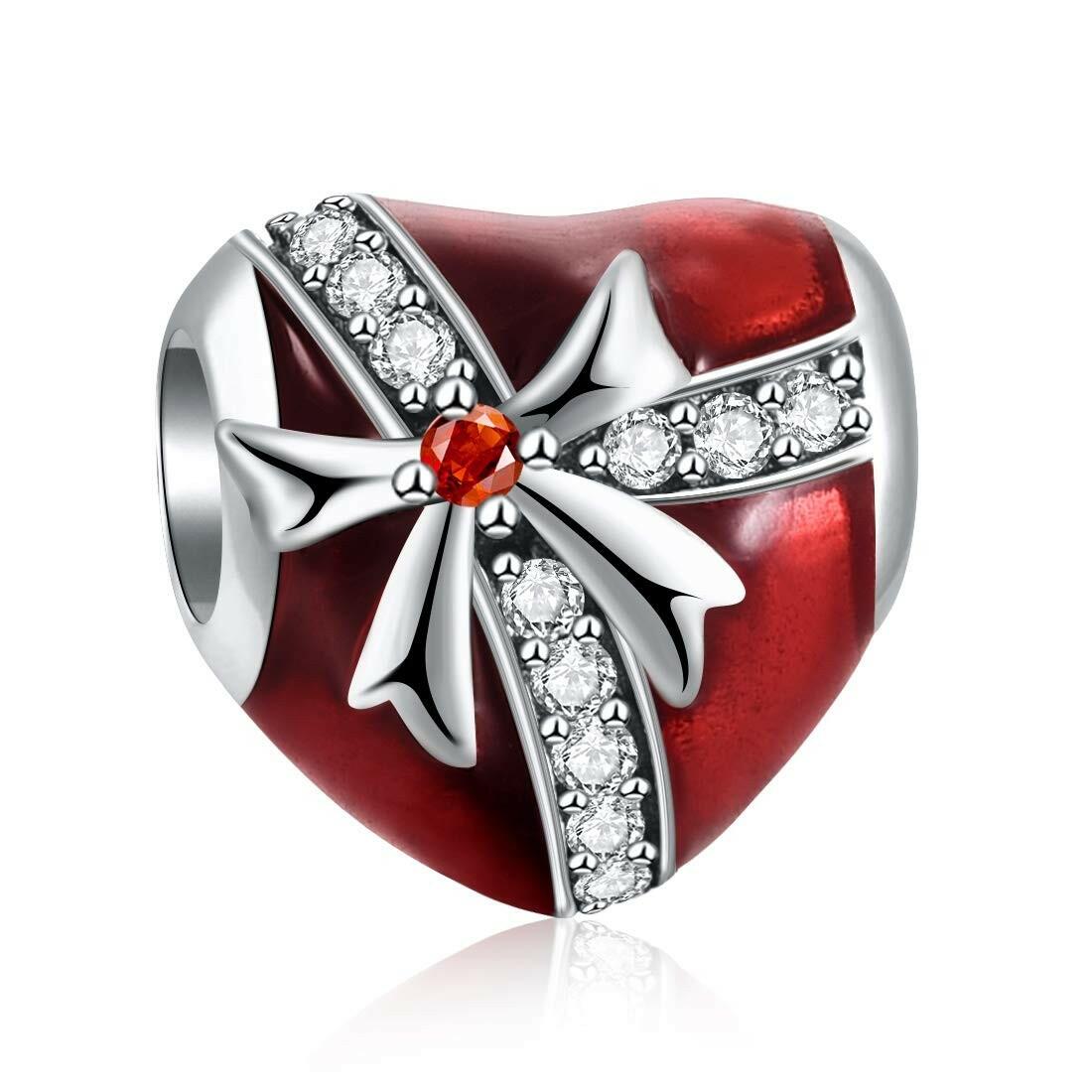 JIAYIQI Christmas Charm Charms Bracelets Love Heart Bead 925 Sterling Silver