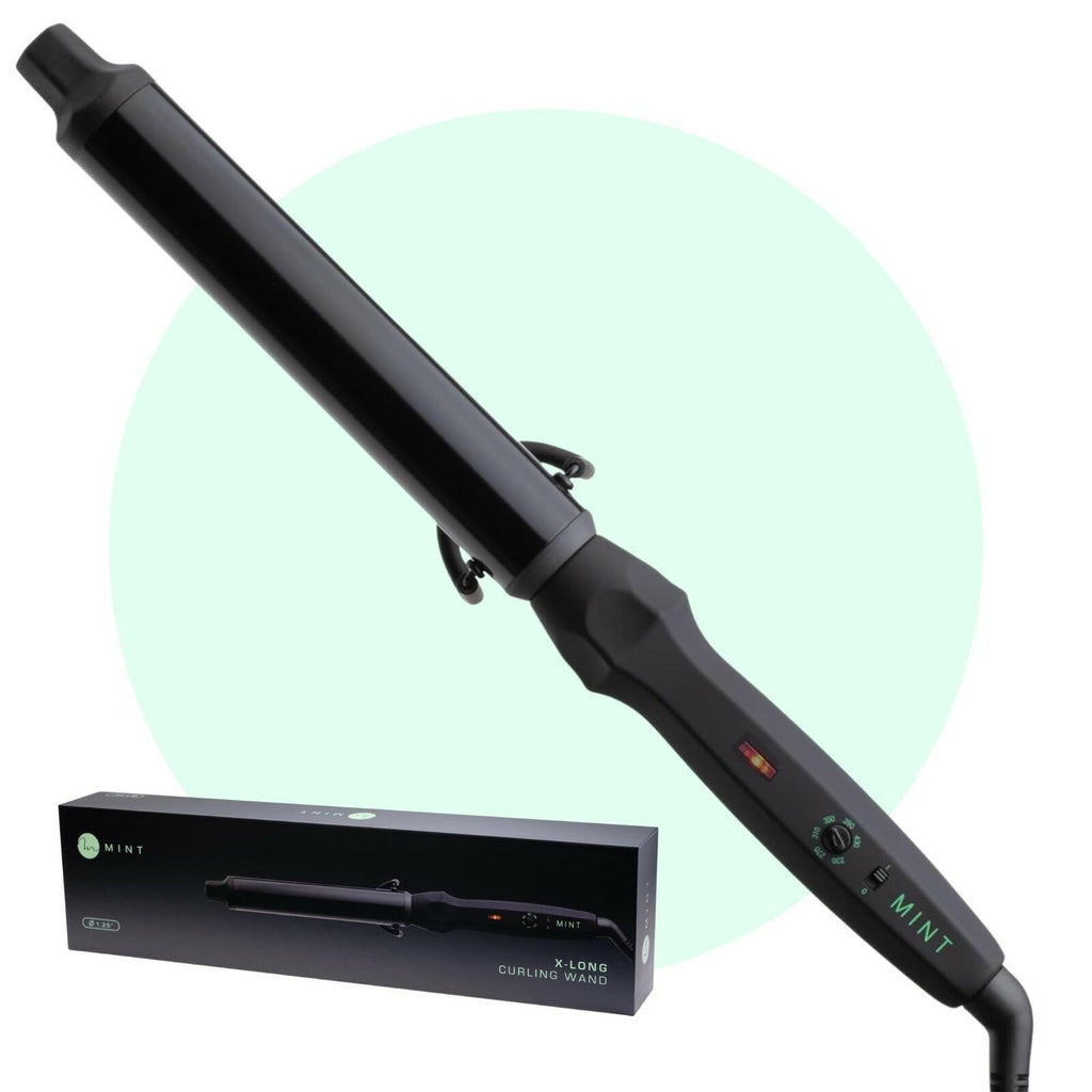 MINT Professional Clamp-Free Curling Wand 1 1/4 Inch for Long Hair | Extra Long