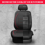 Black and Red CAR PASS Universal FIT Piping Leather Car Seat Cover, for