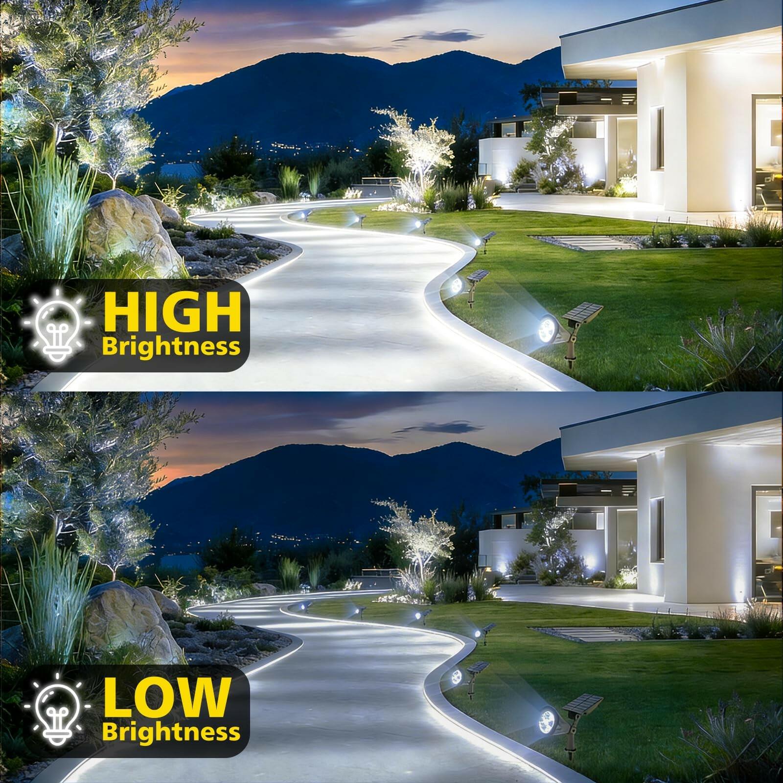 2 PACK T-SUN Solar Spotlights Outdoor, White LED Landscape Lights, Waterproof