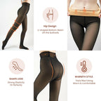 X-CHENG Fleece Lined Tights Sheer Women - Fake Translucent Warm Pantyhose