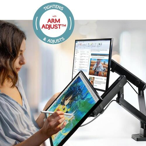 Dual Monitor Arm Stand 35" Screens Adjustable VESA Mount Desk Clamp Black