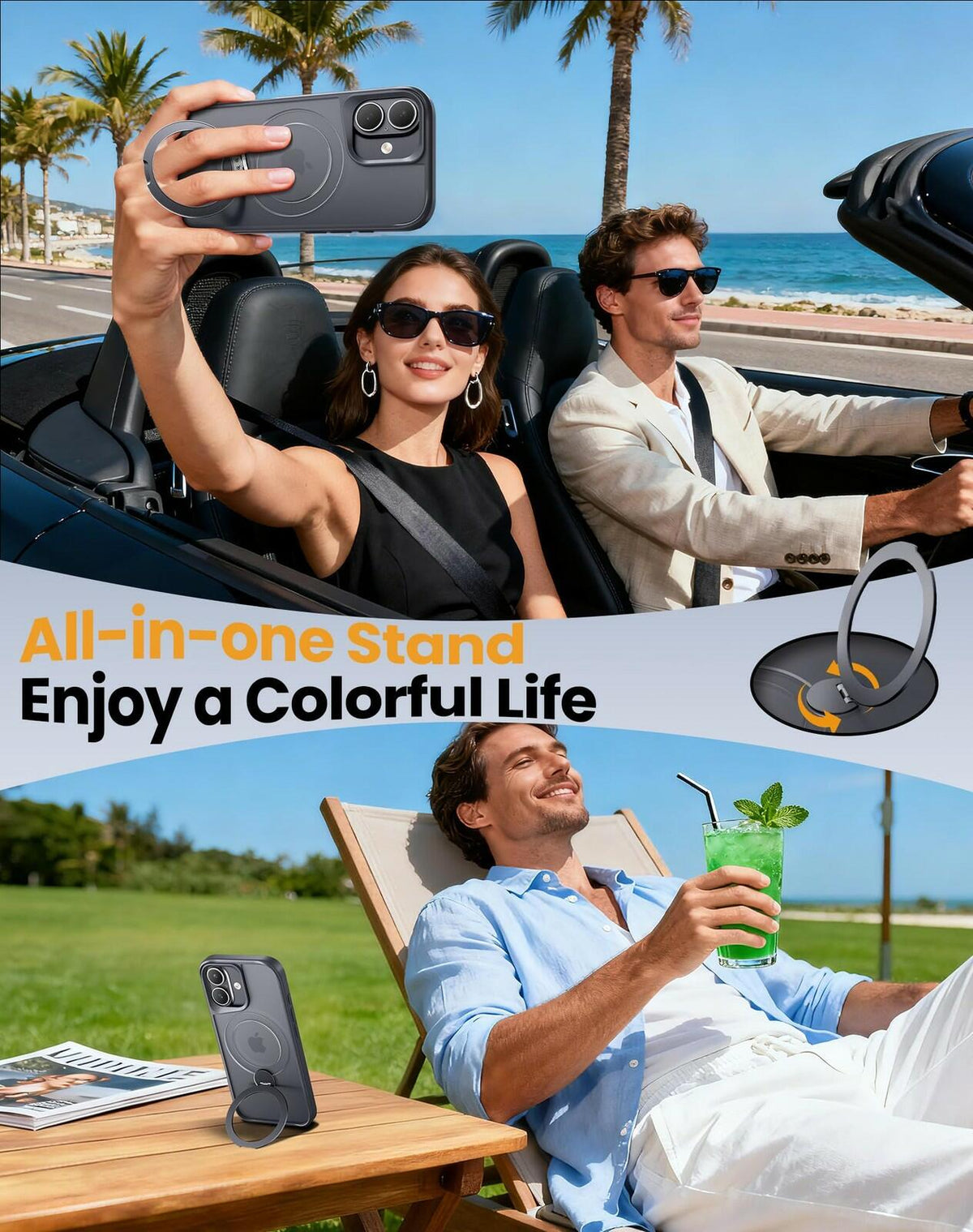 Xitufine Compatible with iPhone 17 Case, with 360° Magnetic Stand [Compatible