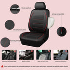 Black and Red CAR PASS Universal FIT Piping Leather Car Seat Cover, for