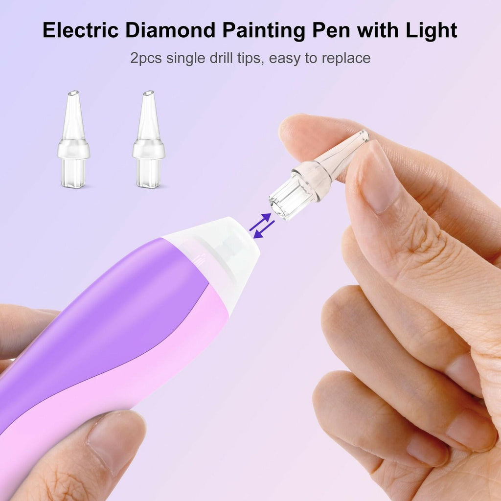 Electric Diamond Art Pens with Light, Quiet Suction Diamond Painting Pen,
