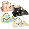 Fovima Handbag Coffee Mug Set of 4, Handbag Coffee Mug, Purse Coffee Ceramic Mug