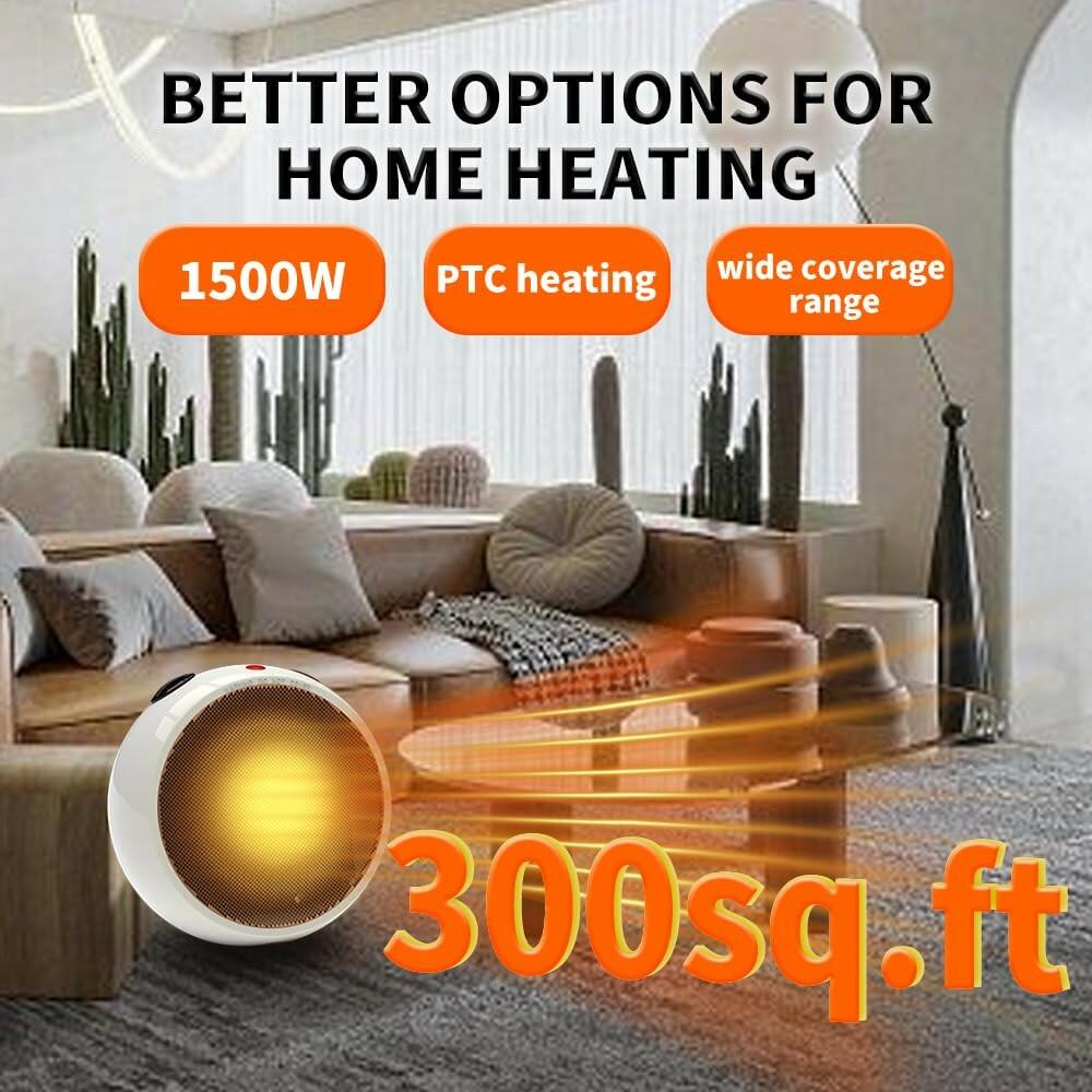 Coplax 1500W Portable Electric Space Heater with Thermostat, 1S Fast Heating,