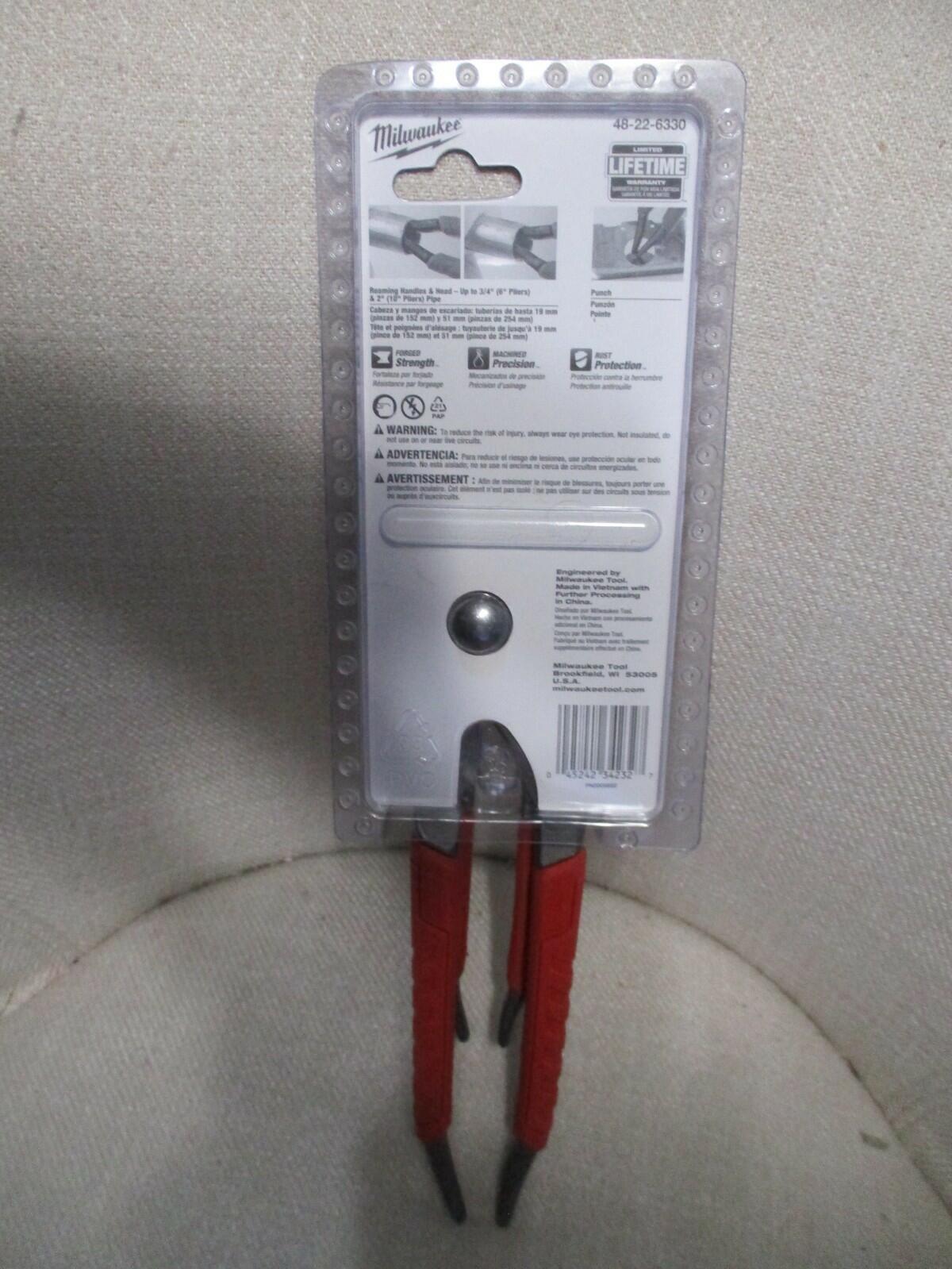 Milwaukee 6" & 10" Ream and Punch Straight Jaw Pliers Set 48-22-6330 New