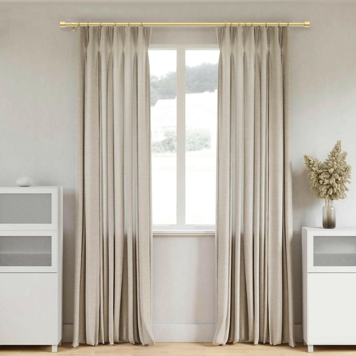 GEEBOBO Gold Curtain Rods for Windows 66 to 120 Inch, 1 Inch Adjustable Heavy