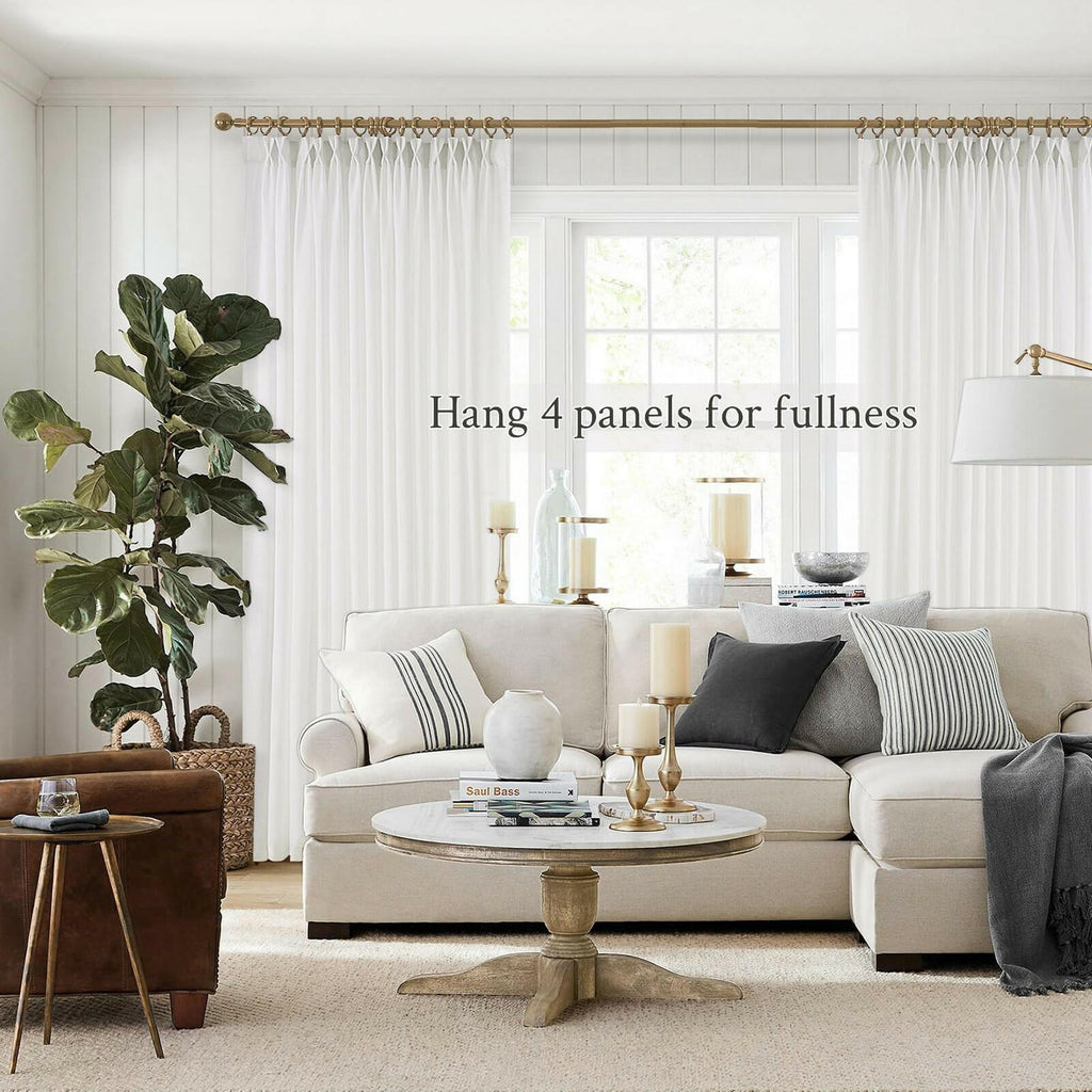 Pinch Pleated Sheer Curtains 84 Inches Long,Light Filtering Semi Sheer White