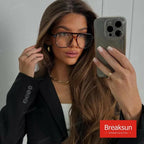 Breaksun Retro Oversized Square Glasses for Women Men Big Square Aviator Blue