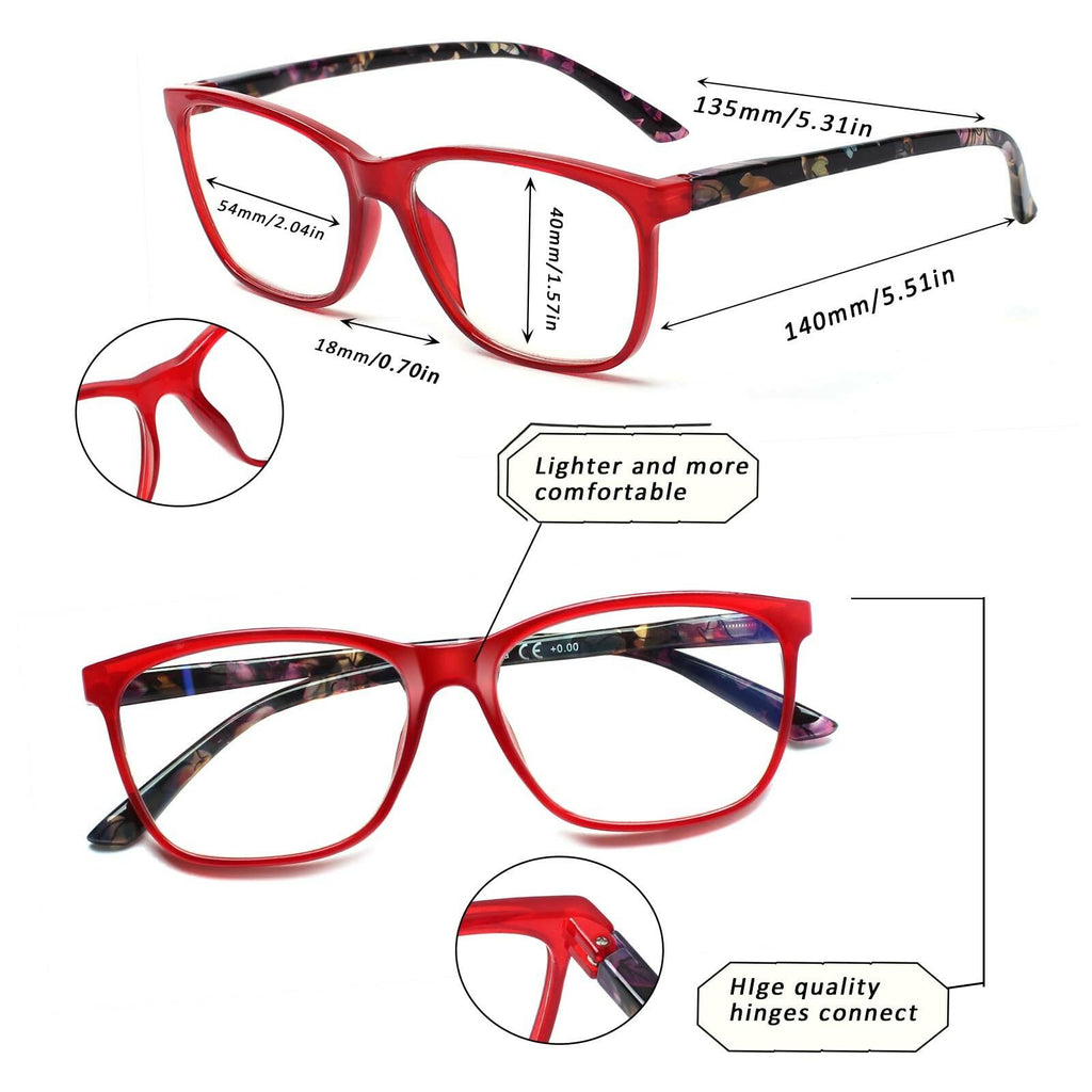 SIGVAN Ladies Reading Glasses Blue Light Blocking Spring Hinge Fashion Pattern